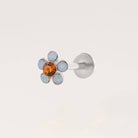 Five-leaf Flower Moonstone Ball Back & Flat Back Cartilage Earrings
